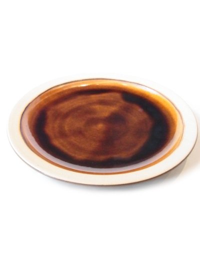 画像1: 出西窯 縁焼締め丸皿 8寸