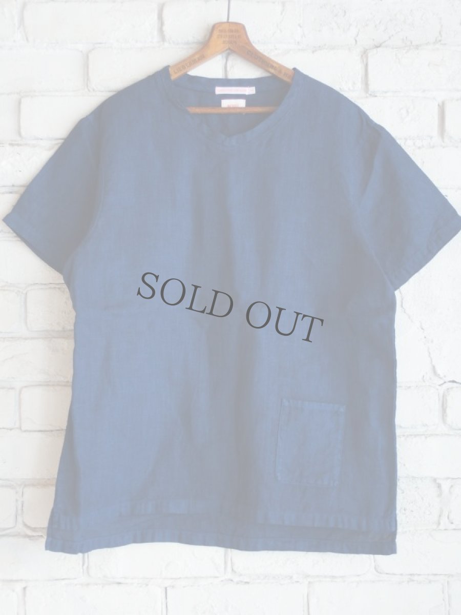 画像1: ●SUNSHINE+CLOUD 琉球藍染 リネンVネックTシャツ (1)