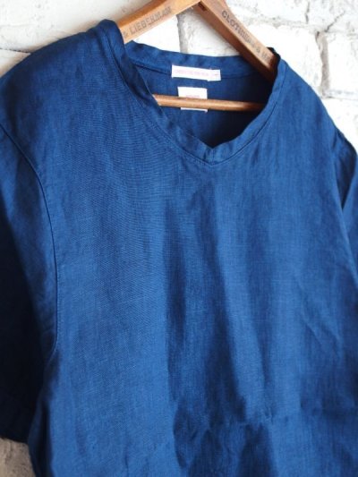 画像2: ●SUNSHINE+CLOUD 琉球藍染 リネンVネックTシャツ
