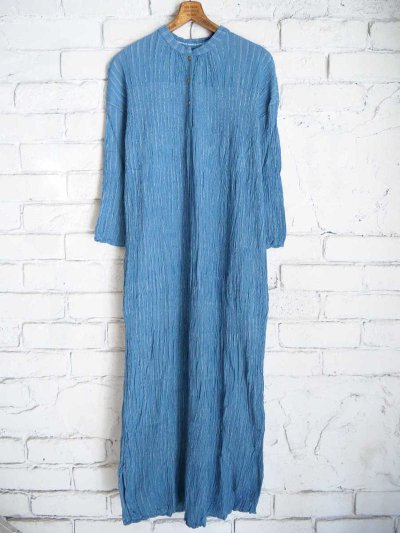 画像1: maku textiles 藍染クレープコットンワンピース G1919