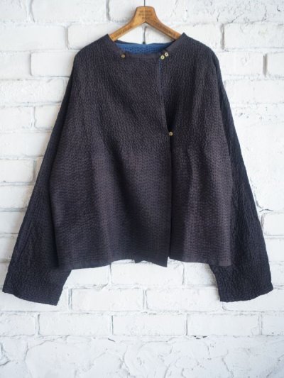 画像1: maku textiles マクテキスタイルズ DINAZインディゴ染シルクジャケット(カディコットン裏地付き) (G1774 L)