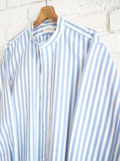 画像4: HEUGN ユーゲン Rob bold Stripe ロブボールドストライプスタンドカラーシャツ (SHIRT038) (4)