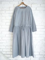 画像1: R&D.M.Co- / OLDMAN'S TAILOR c/s g.c. pullover string dress アールアンドディーエムコー オールドマンズテーラー コットンシルクギンガムチェックプルオーバーストリングドレス(5405) (1)