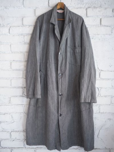 画像1: VINTAGE 50's FRENCH WORK BLACK CHAMBRAY COAT　50年代 フレンチワーク ブラックシャンブレーコート