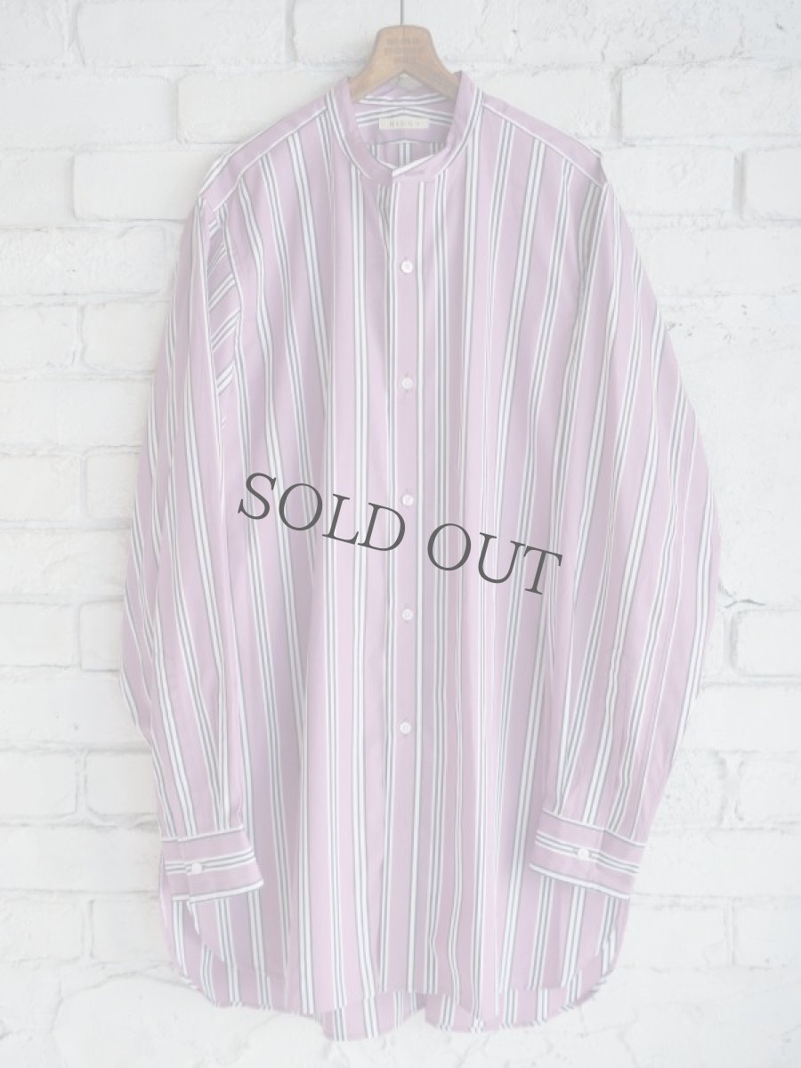 画像1: HEUGN Stripe Rob ユーゲン ストライプロブスタンドカラーシャツ (SHIRT052) (1)