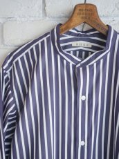 画像2: HEUGN Stripe Rob ユーゲン ストライプロブスタンドカラーシャツ (SHIRT054) (2)