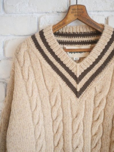 画像1: Slopeslow Hand knitting cricket sweater スロープスロウ  ハンドニットクリケットセーター（1223002）
