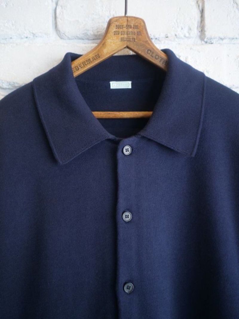 A.PRESSE Cotton Knit Polo Collar Cardigan アプレッセ