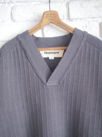画像2: Slopeslow Cotton / Paper Overdyed cross V neck sweater スロープスロウ  和紙オーバーダイクロスVネックセーター（1231018）