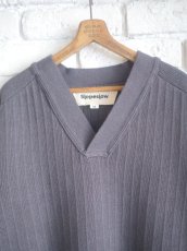 画像2: Slopeslow Cotton / Paper Overdyed cross V neck sweater スロープスロウ  和紙オーバーダイクロスVネックセーター（1231018） (2)