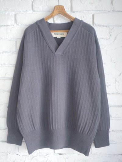 画像1: Slopeslow Cotton / Paper Overdyed cross V neck sweater スロープスロウ  和紙オーバーダイクロスVネックセーター（1231018）