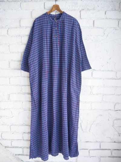 画像1: maku textiles マクテキスタイルズ AMCO 格子柄クレープカディコットンドレス Cotton Handwoven Dress CS24S2313C03