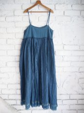 画像5: maku textiles マクテキスタイルズ GATHERED SLIP DRESS_インディゴ染ジャムダニスリップドレス DI G2125 (5)