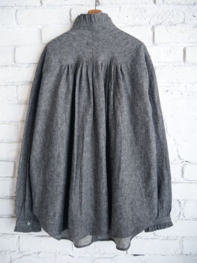 画像3: Honnete Pleated Collar&Cuff Shirt L/C Chambray オネット プリーツシャンブレーロングシャツ （HO-24AW BL8）