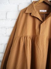 画像3: Honnete Gathered Long Shirt High Count Crushed Cotton オネット ギャザーロングシャツハイカウントクラッシュドコットンワンピース（HO-24AWOP38） (3)