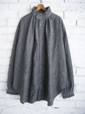 画像1: Honnete Pleated Collar&Cuff Shirt L/C Chambray オネット プリーツシャンブレーロングシャツ （HO-24AW BL8） (1)