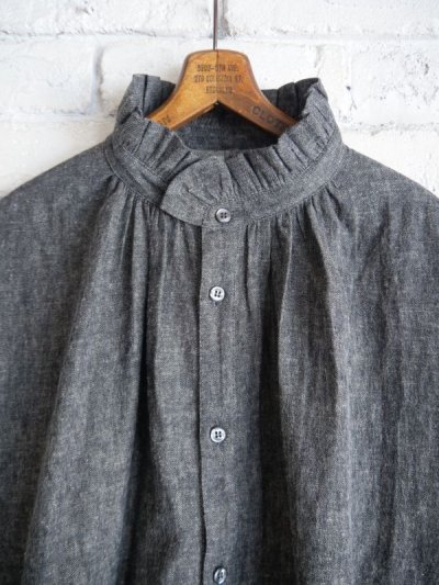 画像2: Honnete Pleated Collar&Cuff Shirt L/C Chambray オネット プリーツシャンブレーロングシャツ （HO-24AW BL8）