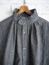 画像2: Honnete Pleated Collar&Cuff Shirt L/C Chambray オネット プリーツシャンブレーロングシャツ （HO-24AW BL8） (2)