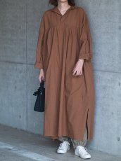 画像7: Honnete Gathered Long Shirt High Count Crushed Cotton オネット ギャザーロングシャツハイカウントクラッシュドコットンワンピース（HO-24AWOP38） (7)