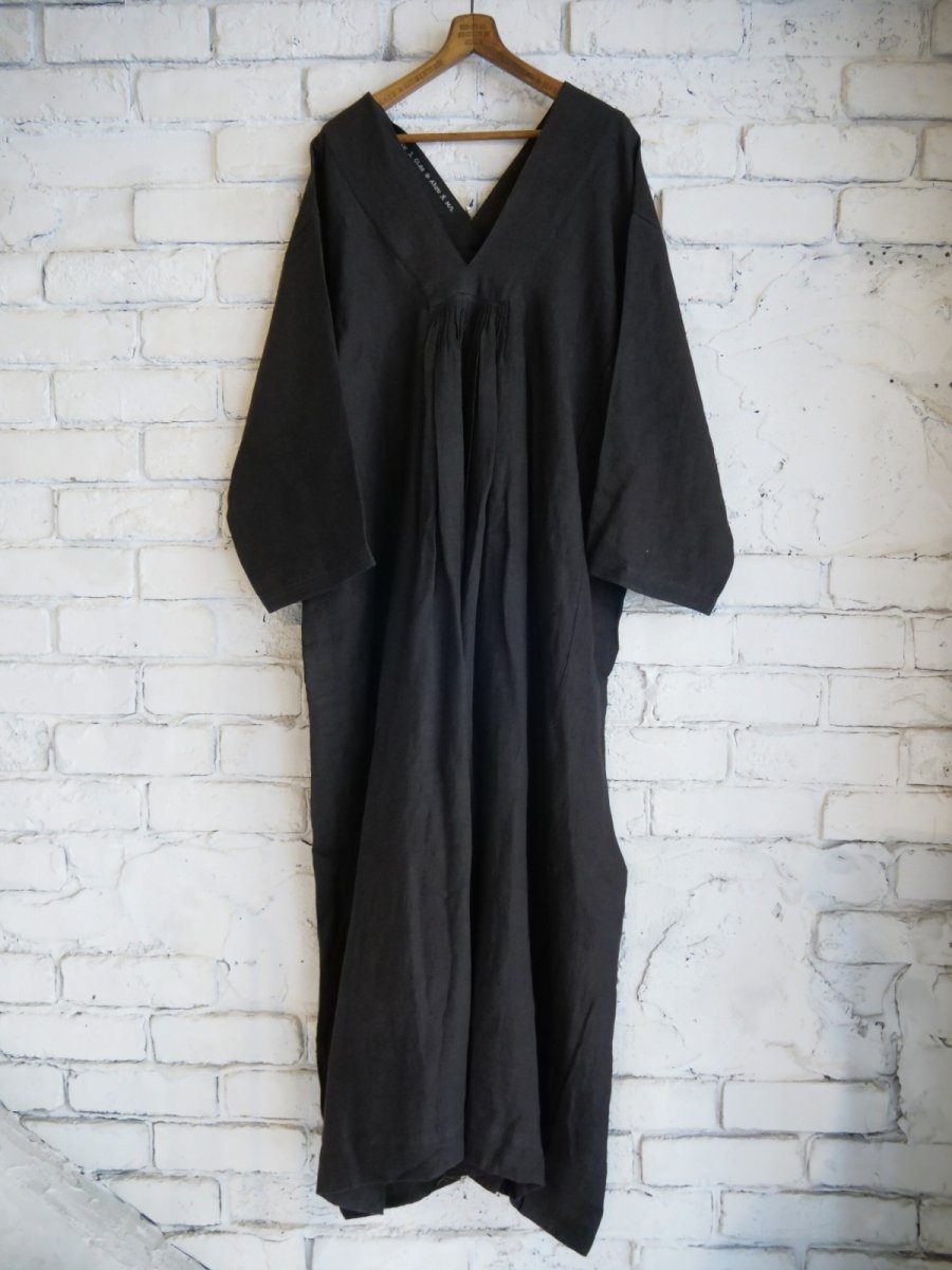 画像1: maku textiles Linen Handwoven Dress マクテキスタイルズ ハンドウーブンドレス(CUS215608) (1)
