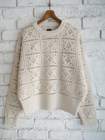 画像1: BATONER【WOMEN'S】GRASSY RACE CREW NECK KNIT バトナー グラッシーレースクルーネックニット（BN-25SL-027）