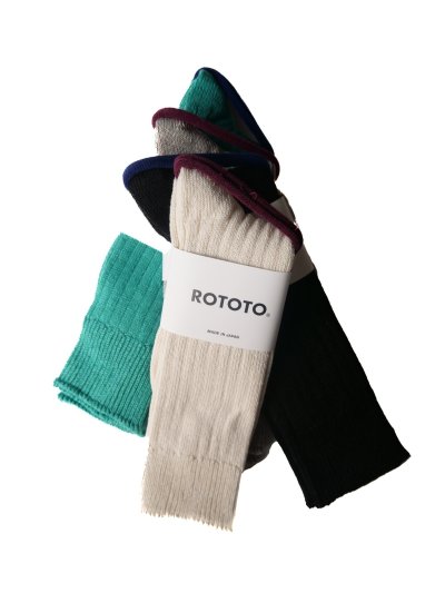 画像1: ROTOTO LINEN COTTON RIBBED CREW SOCKS ロトト リネンコットンリブドクルーソックス（R1461-231）