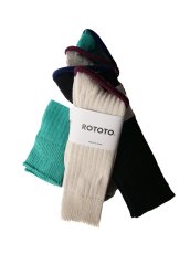 画像1: ROTOTO LINEN COTTON RIBBED CREW SOCKS ロトト リネンコットンリブドクルーソックス（R1461-231） (1)