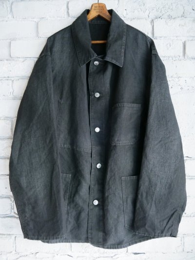 画像1: A.PRESSE Vintage Black Linen Coverall アプレッセ ヴィンテージブラックリネンカバーオール (25SAP-01-29H)