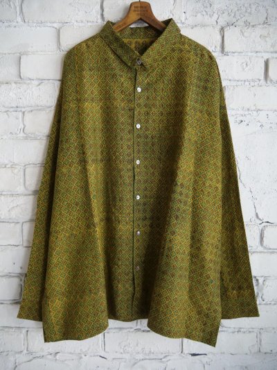 画像1: CALICO キャリコ アジュラック染コットンシルクダイヤメンズロングスリーブビッグシャツ CAW108AJCS S09KHBK