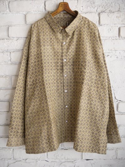 画像1: CALICO キャリコ アジュラック染コットンシルクダイヤメンズロングスリーブビッグシャツ CAW108AJCS S09KHGY