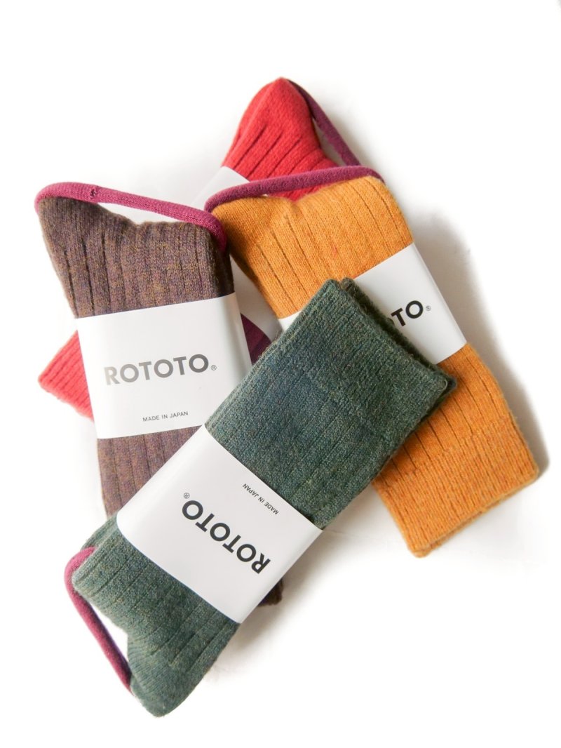 画像1: ROTOTO COTTON WOOL RIBBED CREW SOCKS ロトト コットンウールリブドクルーソックス（R1327-202）