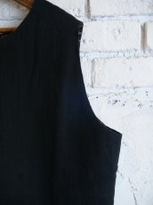 画像3: CALICO キャリコ ラウンドネックベスト コットンリネンダイヤ UJ0071 CL2300 S11BK (3)
