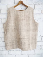 画像1: CALICO キャリコ ラウンドネックベスト 天然染手織シープウールカケルカラコットン UJ0071 WO4200 T16BR (1)