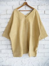 画像1: CALICO キャリコ Vネックオーバートップス天然染めペティチャルカカラコットンカディ UT1190 O1203 T17TY (1)