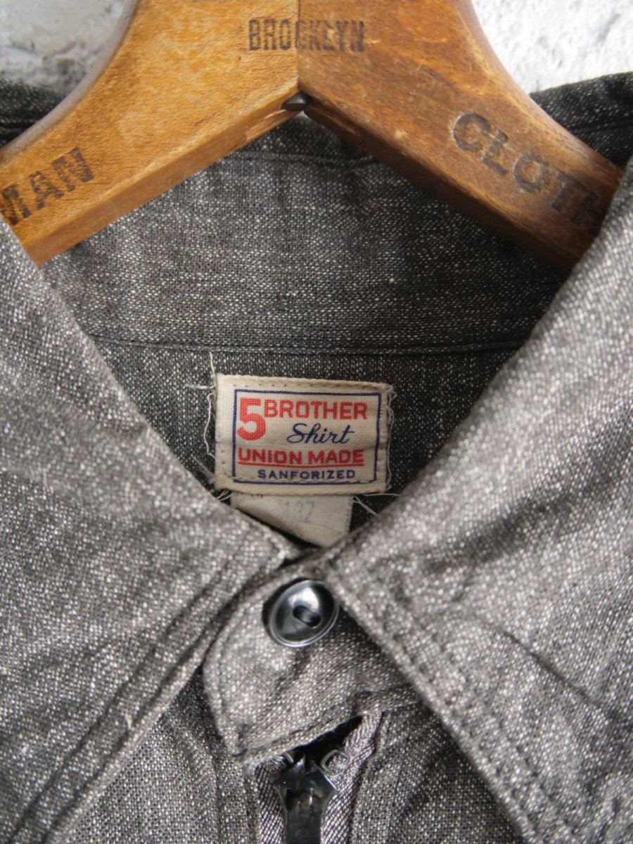 画像5: ブラックシャンブレー ハーフジップシャツ（H11-101） (5)