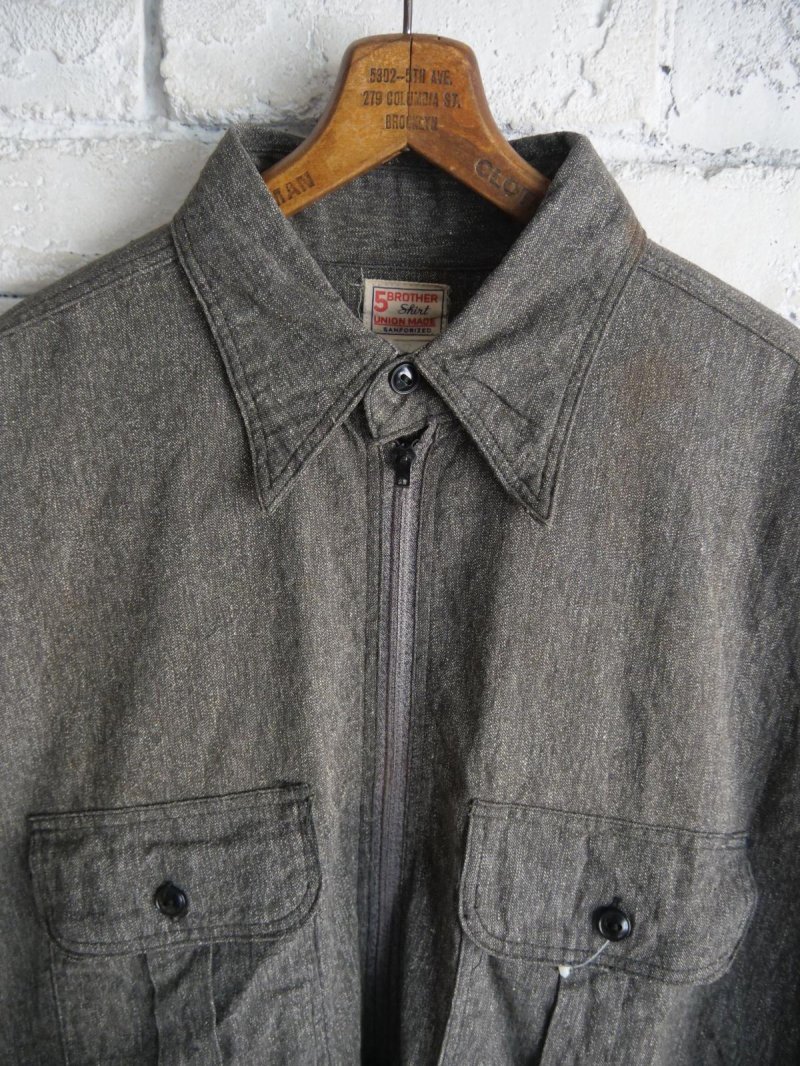 画像2: ブラックシャンブレー ハーフジップシャツ（H11-101）