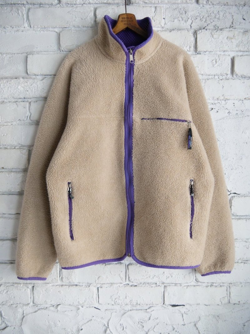 画像1: パタゴニア フリースジャケット白パープル（B10-2）