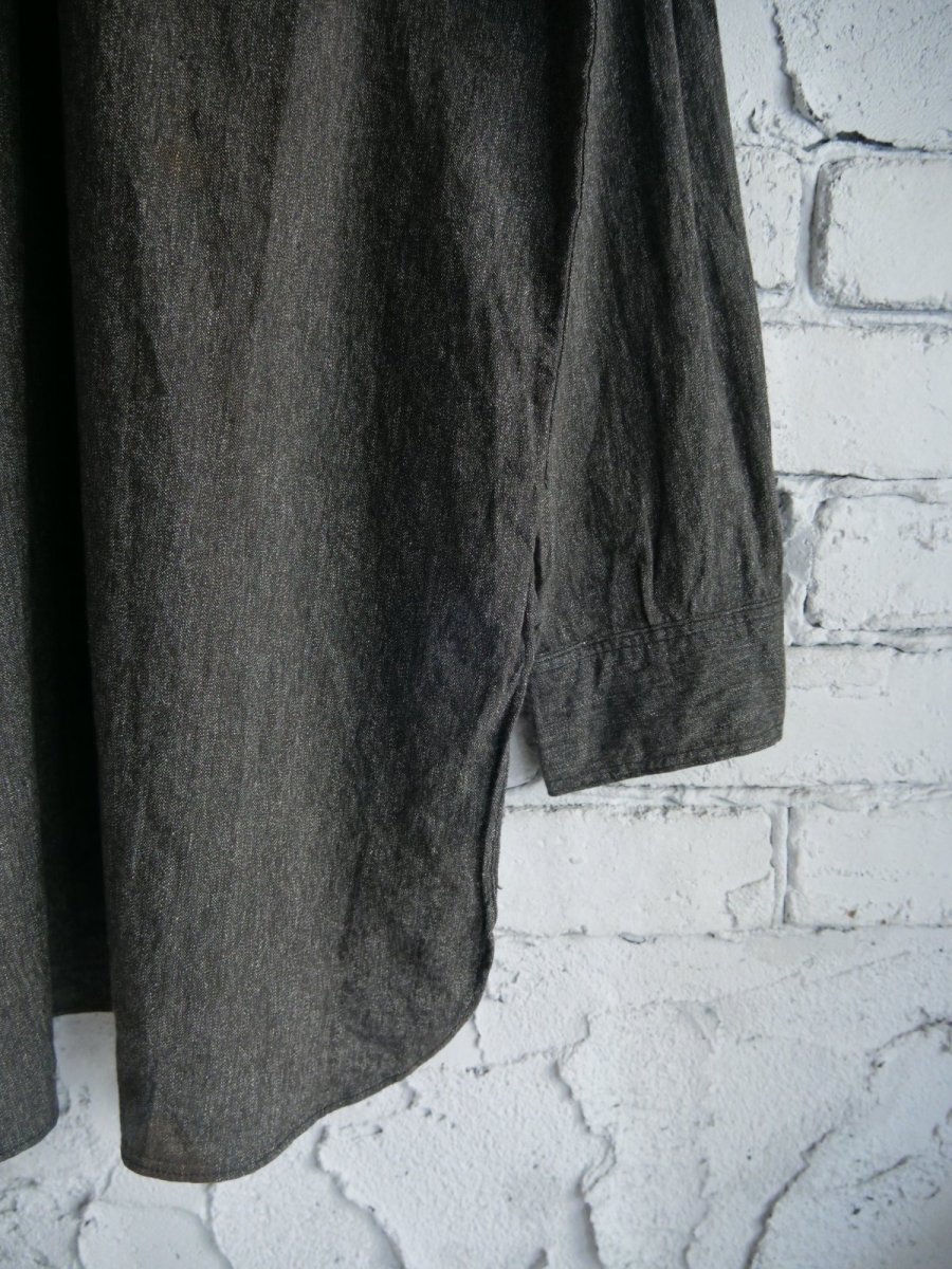 画像4: ブラックシャンブレー ハーフジップシャツ（H11-101） (4)