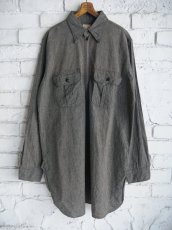 画像1: ブラックシャンブレー ハーフジップシャツ（H11-101） (1)