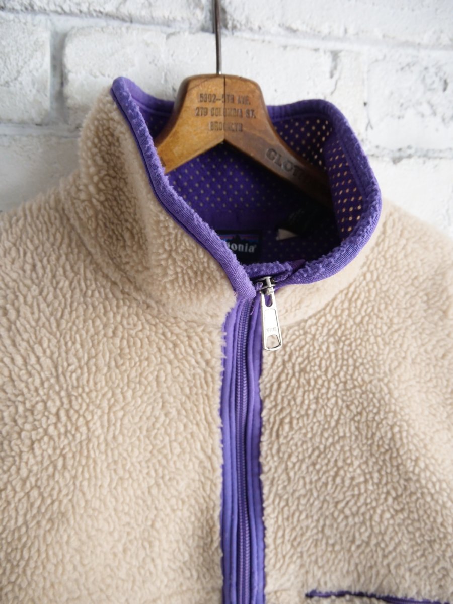 画像2: パタゴニア フリースジャケット白パープル（B10-2） (2)