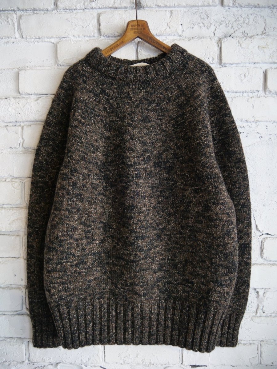 画像1: Slopeslow yak / Lamb multi ply HAND KNITTING yoke top crew neck sweater スロープスロウ ヤクヨークトップクルーネックセーター（1253001） (1)