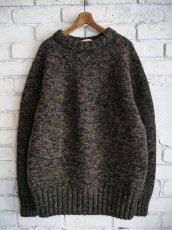 画像1: Slopeslow yak / Lamb multi ply HAND KNITTING yoke top crew neck sweater スロープスロウ ヤクヨークトップクルーネックセーター（1253001） (1)