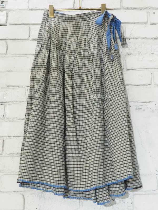 maku textiles ギンガムチェックラップスカート G1914