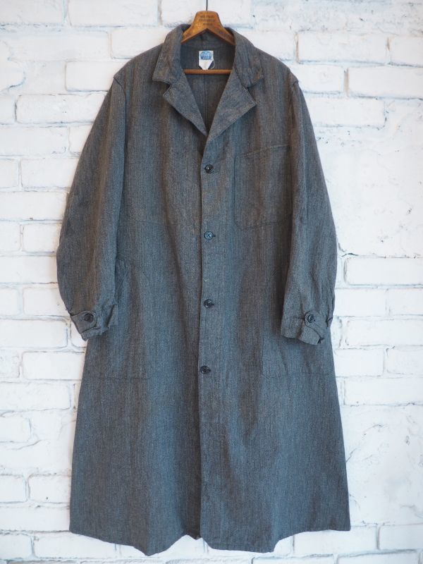 VINTAGE 50's FRENCH ARMY BLACK CHAMBRAY ATELIER COAT