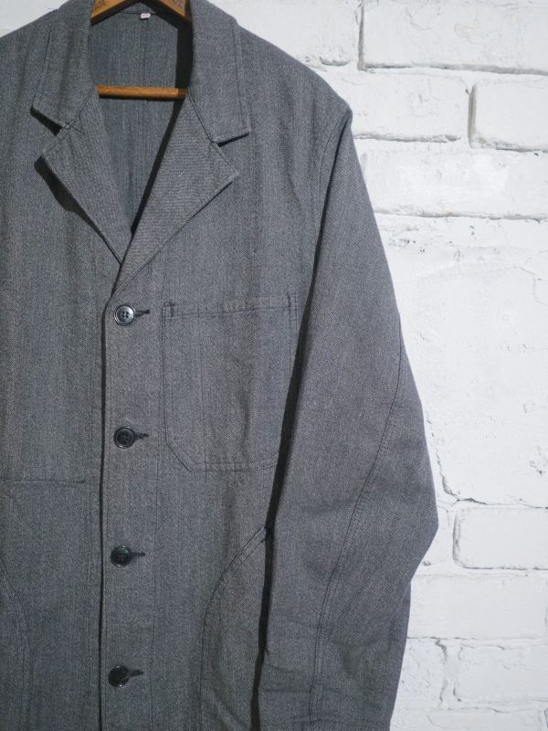 VINTAGE 50's FRENCH WORK BLACK CHAMBRAY COAT (VETRA社製