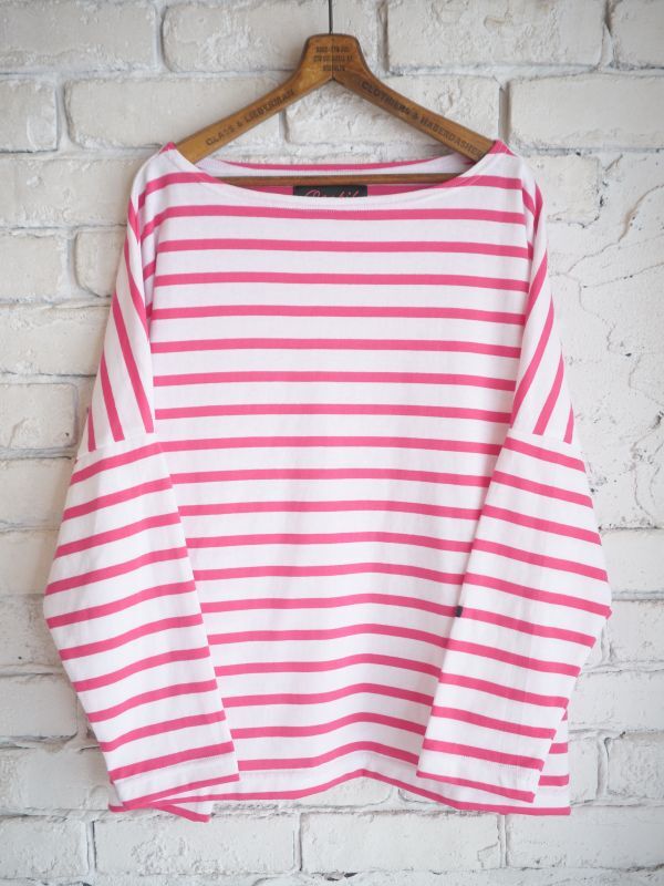 海外で買 OUTIL ウティ バスクシャツ ピンク ボーダー Tシャツ/カットソー(七分/長袖)