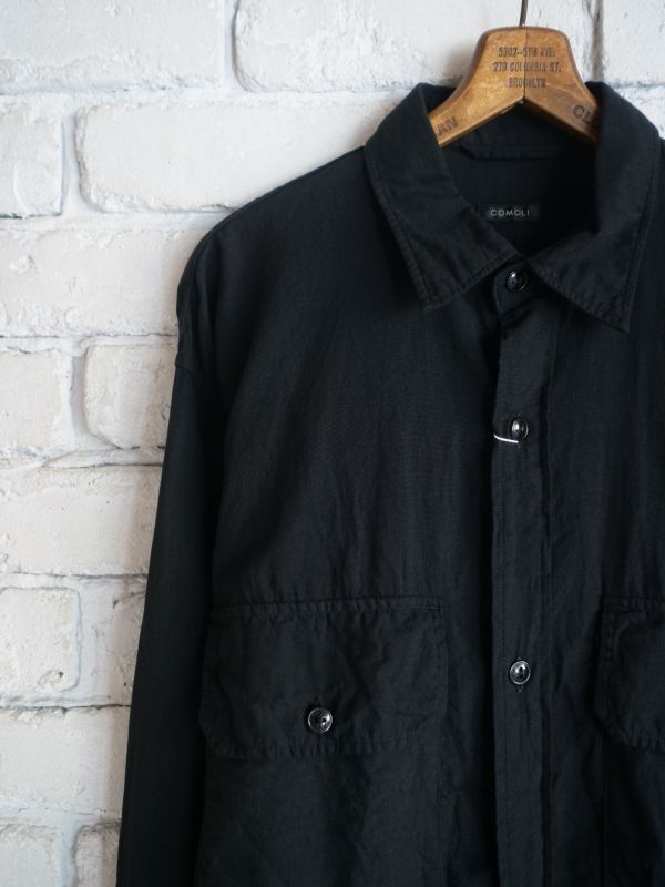 COMOLI 21SS新作 ベタシャン CPOシャツ ブラック サイズ3 新品