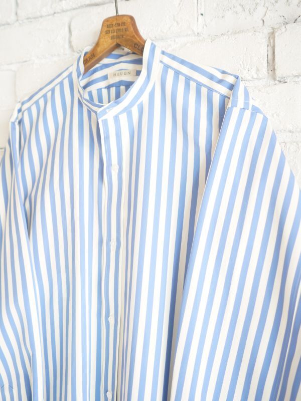 HEUGN ユーゲン Rob bold Stripe ロブボールドストライプスタンドカラーシャツ (SHIRT038)