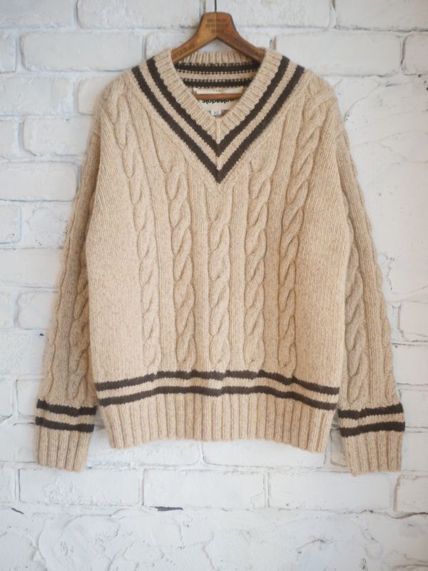 画像1: Slopeslow Hand knitting cricket sweater スロープスロウ  ハンドニットクリケットセーター（1223002） (1)