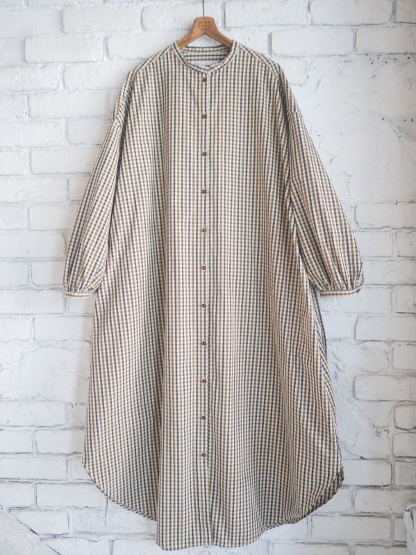 R&D.M.Co- / OLDMAN'S TAILOR ROBINSON'S CHECK GATHER SLEEVE DRESS  オールドマンズテーラー アールアンドディーエムコー ロビンソンズ チェックギャザースリーブドレス(5808a)